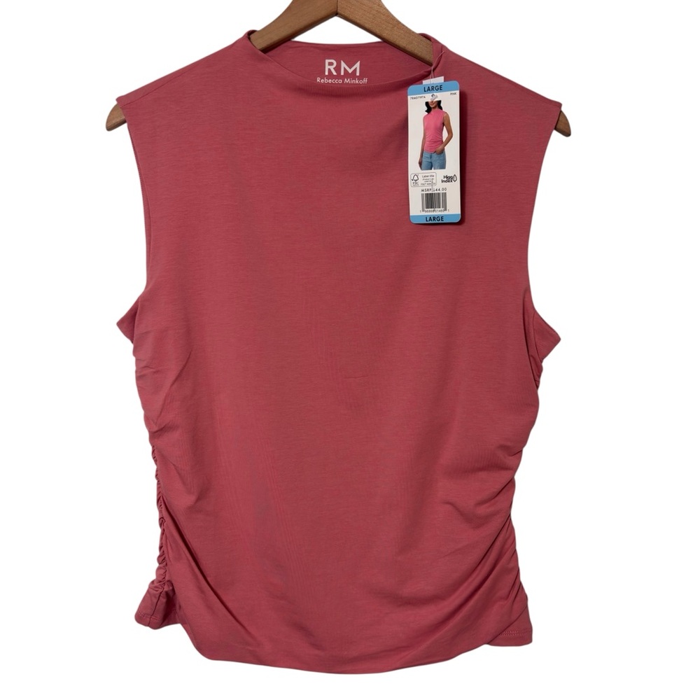REBECCA MINKOFF SIZE LARGE PINK STRETCHY WOMEN BLOUSE BRAND NEW WITH TAGS